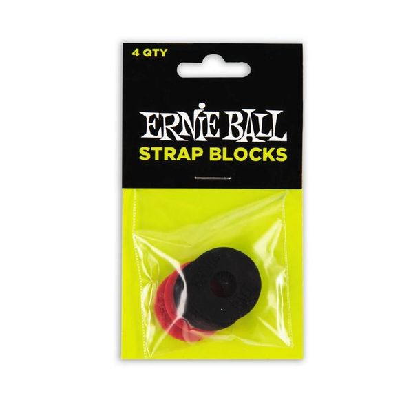 Ernie Ball EB-4603 Strap Blocks, Black & Red, 4-pack