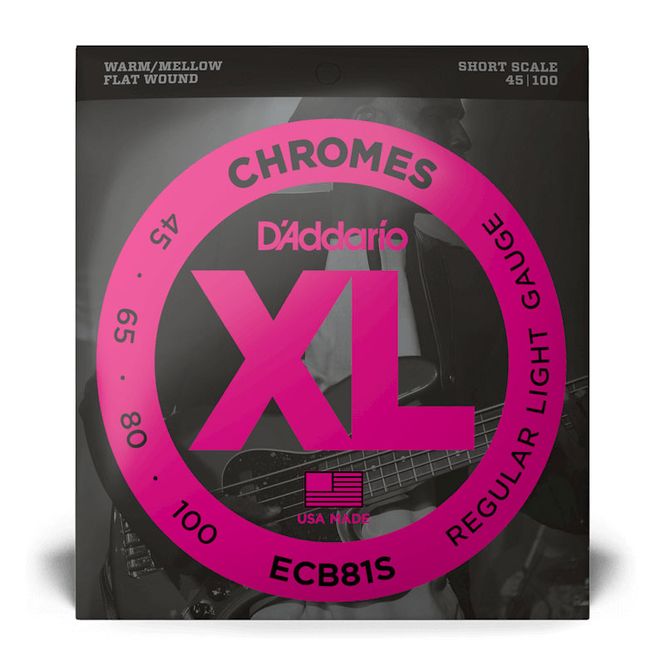 Hovedbilde D'Addario ECB81S Chromes Flat Wound Short Scale Bass (045-100)