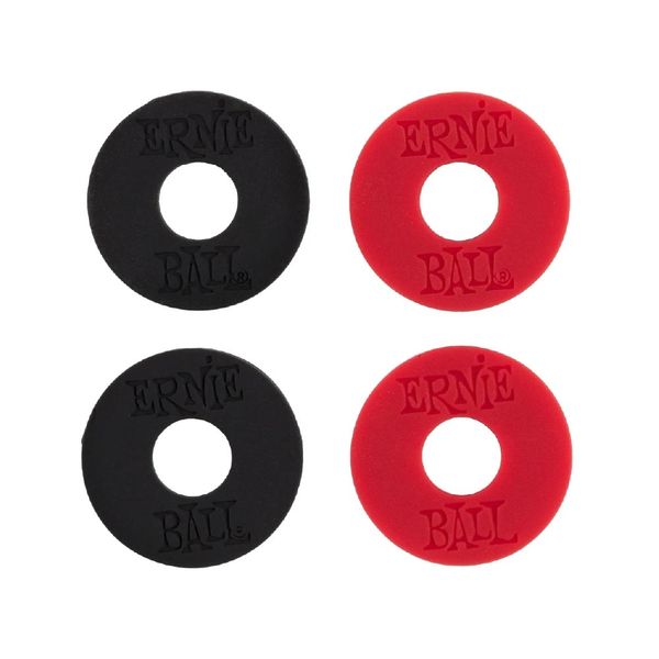 Ernie Ball EB-4603 Strap Blocks, Black & Red, 4-pack