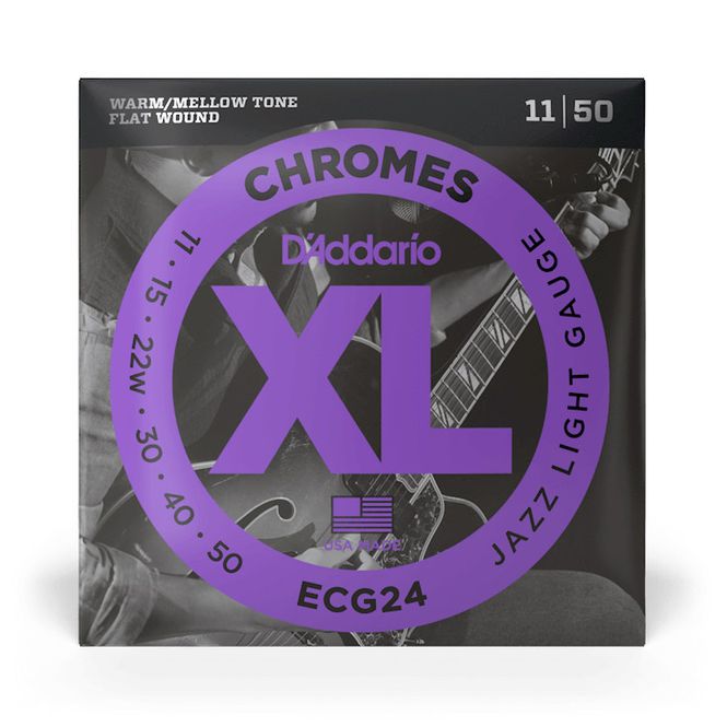 Hovedbilde D'Addario ECG24 Chromes Flat Wound Jazz Light El.Gitar Strenger (11-50)